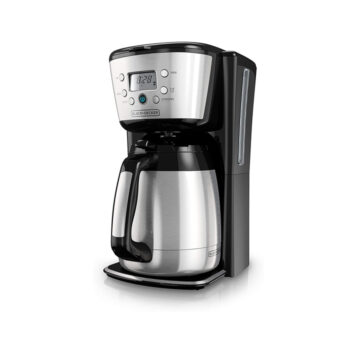 Black+Decker Thermal Coffee Maker, 12 Cup, Programmable, Digital Controls, Black And Silver, CM2036SC