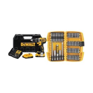 DEWALT DCD791D2 20V MAX XR Li-Ion 0.5" 2.0Ah Brushless Compact Drill/Driver Kit with 45-Piece Screwdriving Set with Tough Case