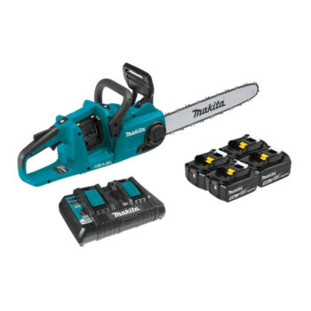 Makita XCU04PT1 (36V) LXT Lithium-Ion Brushless Cordless (5.0Ah) 18V X2 16" Chain Saw Kit with 4 Batteries, Teal