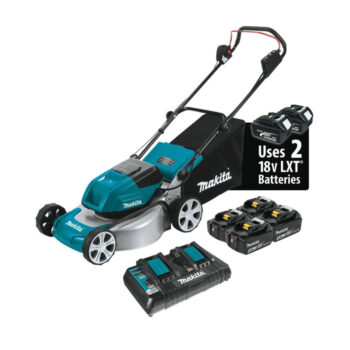 Makita XML03PT1 18V X2 (36V) LXT Lithium‑Ion Brushless Cordless (5.0Ah) 18" Lawn Mower Kit with 4 Batteries, Teal