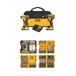 DEWALT DCK283D2 20V MAX XR Compact Cordless Drill/Driver & Impact Driver Combo Kit with DEWALT DWA2FTS100 Screwdriving and Drilling Set, 100 Piece