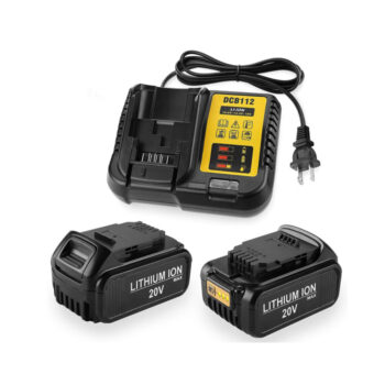 Energup Replacement 2Pack 5.0Ah DCB205 Dewalt 20V MAX Battery + DCB112 Lithium Battery Charger for Dewalt 20V Battery DCB206 DCB205 DCB204 DCB120 DCB127 for DCB107 DCB105 DCB101 DCB115 Charger