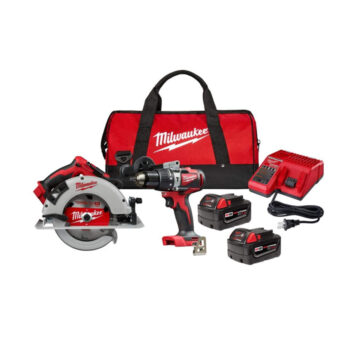 Milwaukee 2992-22 M18 18-Volt Lithium-Ion Brushless Cordless Hammer Drill and Circular Saw Combo Kit (2-Tool) with Two 4.0 Ah Batteries
