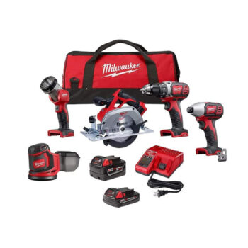 Milwaukee Tool M18 18V Lithium-Ion Cordless Combo Kit (5-Tool) with 2-Batteries, Charger and Tool Bag