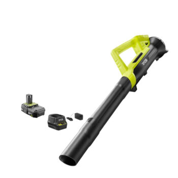 Ryobi ONE+ 90 MPH 200 CFM 18-Volt Lithium-Ion Heavy Duty Durable Cordless Leaf Blower - 2.0 Ah Battery and Charger Included, Compact, Lightweight Design Ideal For Use On Hard Surfaces