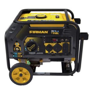 Firman H03652 4550/3650 Watt Recoil Start Gas or Propane Dual Fuel Portable Generator CARB and Cetl Certified with Wheel Kit, Black